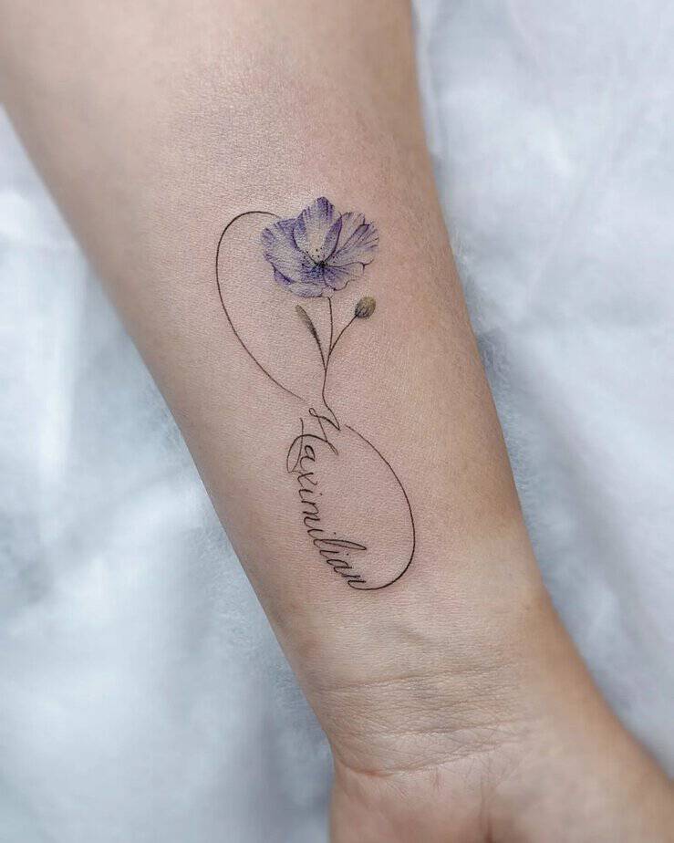 A blue poppy infinity tattoo