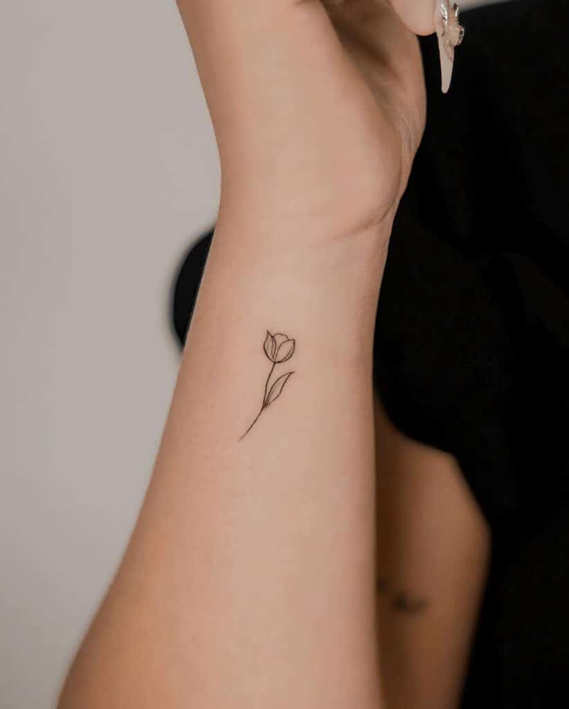 A tulip wrist tattoo