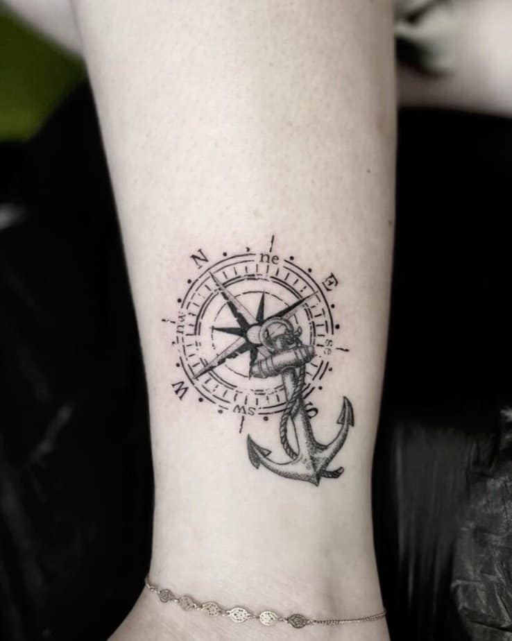 Amazing nautical star and anchor tattoo