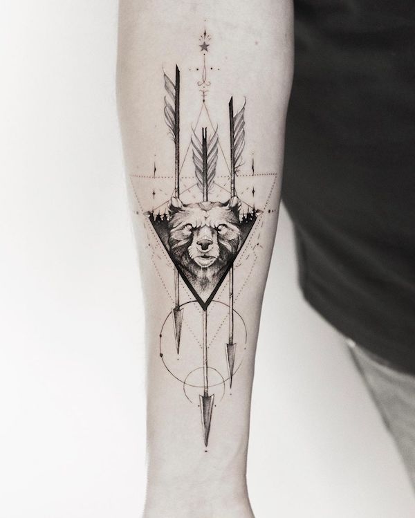 Bear and arrow tattoo