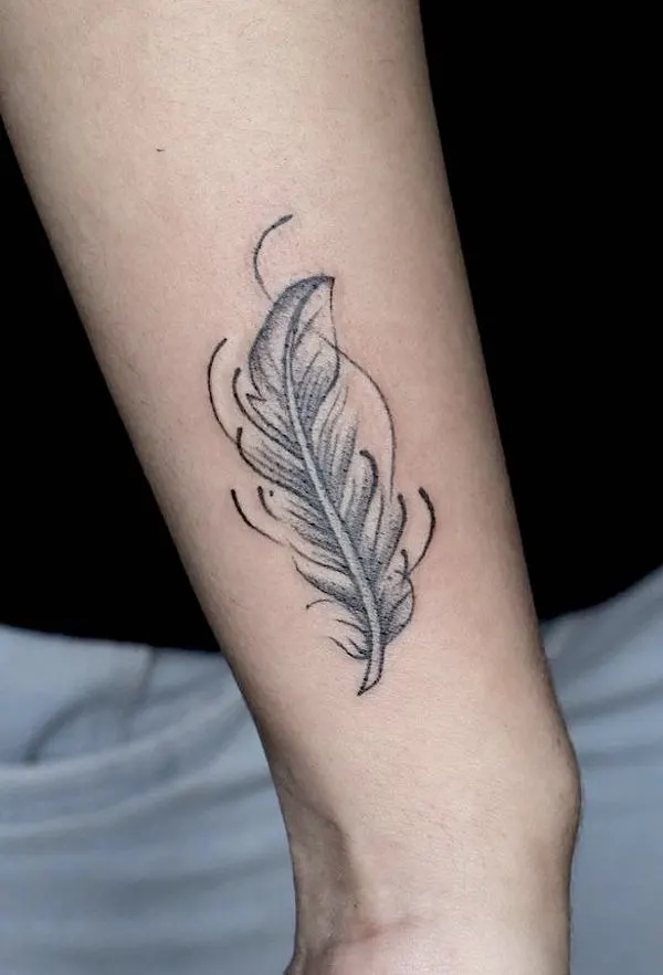 Feather wrist tattoo for women