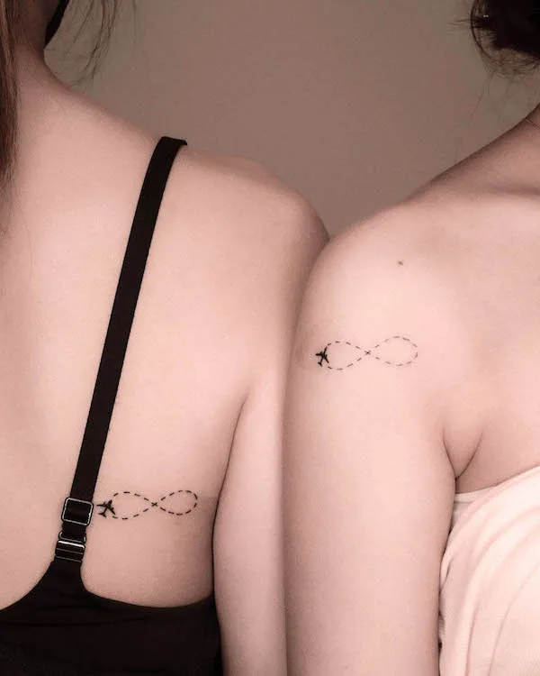 Infinity symbol airplane tattoos for best friends