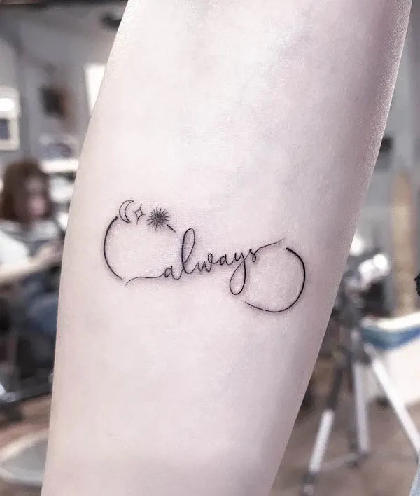 One-word infinity tattoo