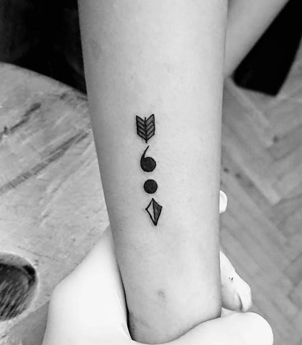 Semicolon arrow tattoo