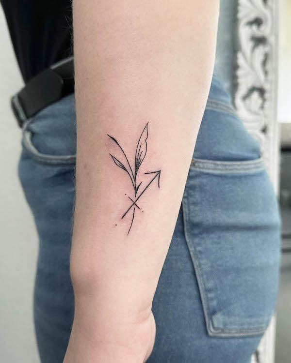 Simple Sagittarius arrow tattoo