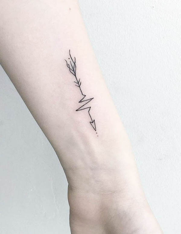 Small arrow heartbeat tattoo