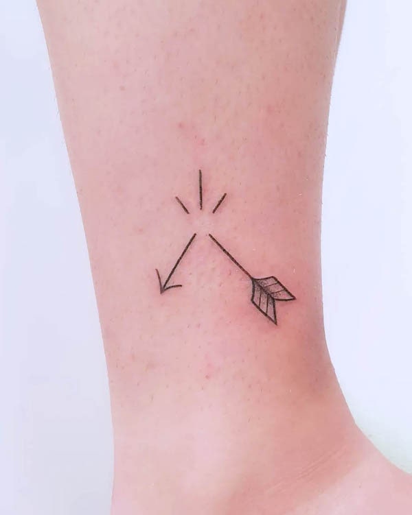 Small broken arrow ankle tattoo