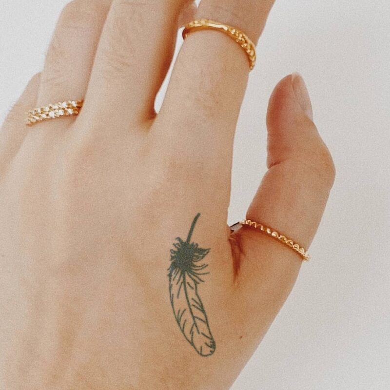 Tiny but stylish feather tattoo