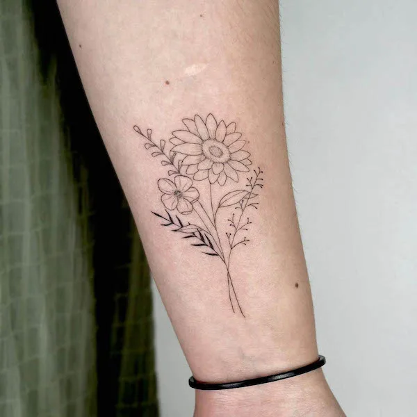 Wildflowers wrist tattoo