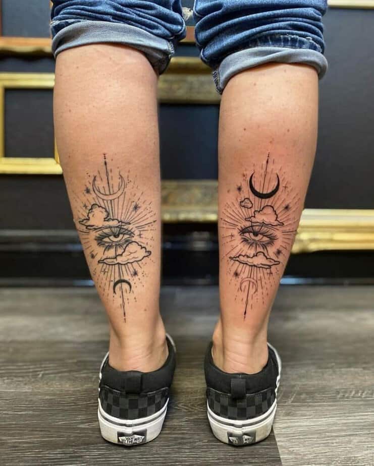 Matching calf tattoos