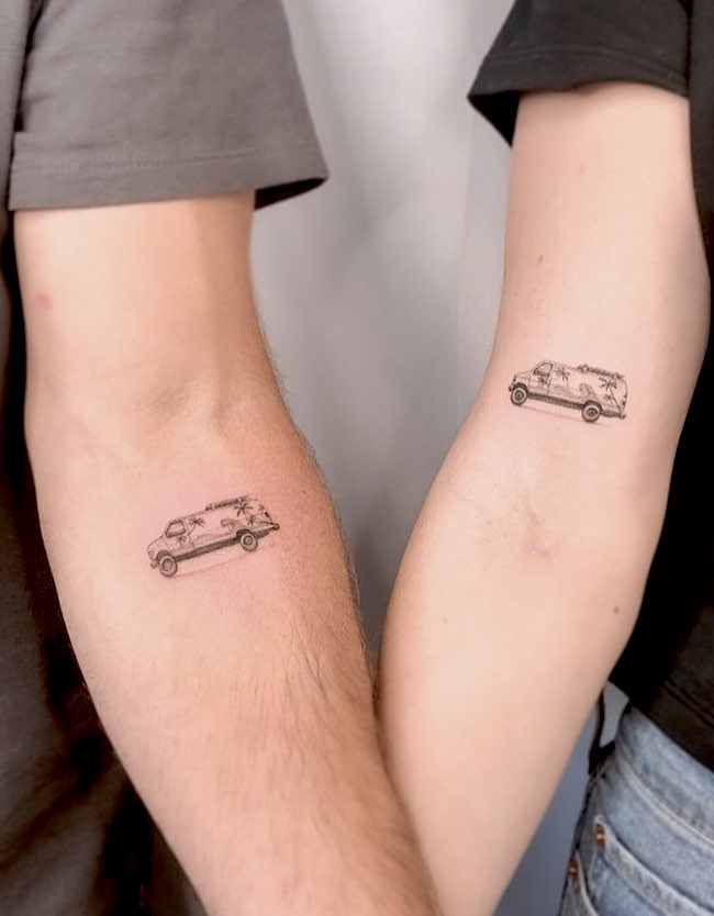 Matching campervan tattoos