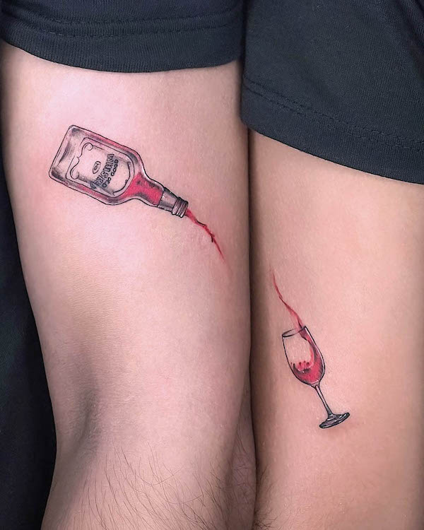 Wine and glass tattoos