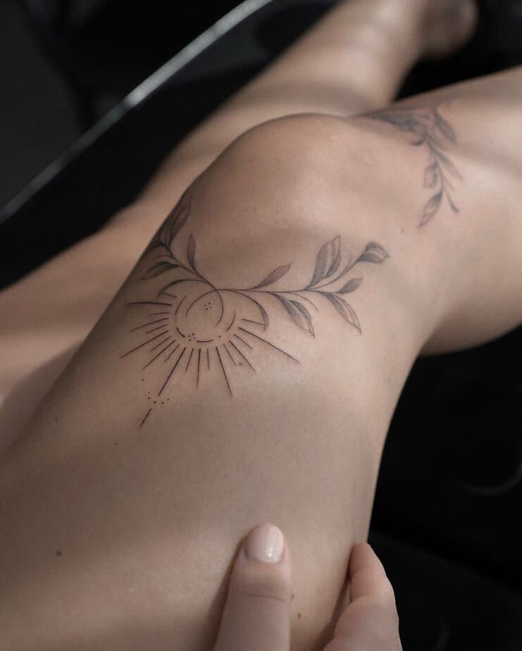 Delicate geometric flower tattoo