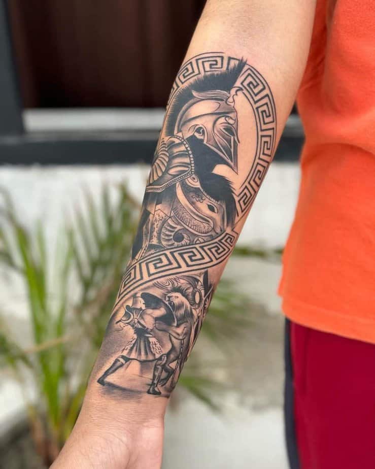 Half-sleeve warrior tattoos