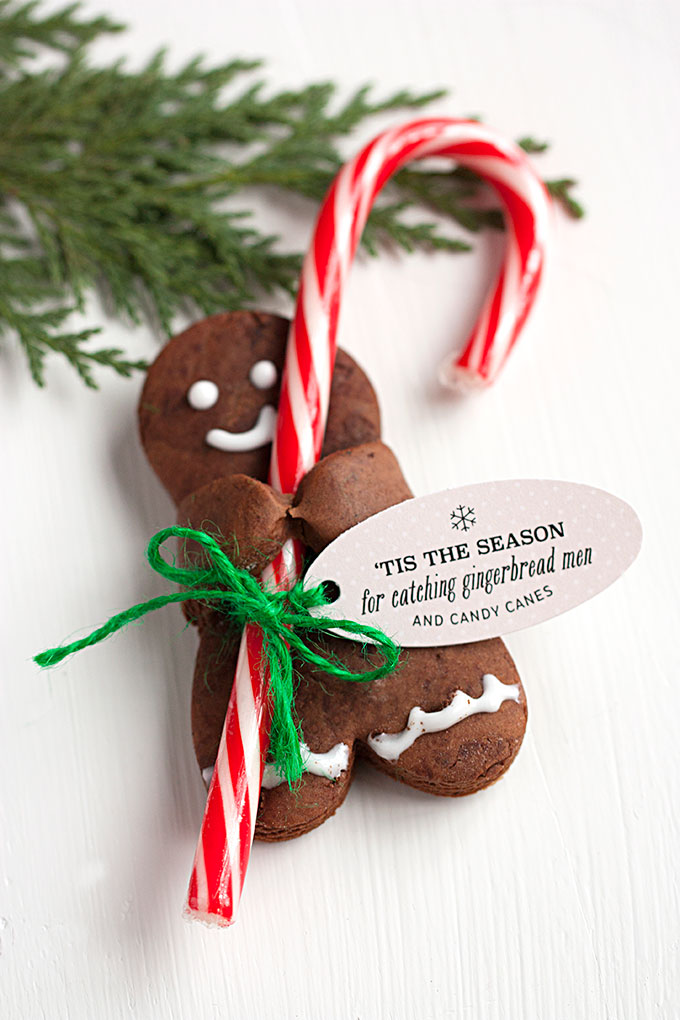 Chocolate Gingerbread Men Cookies Holding Candy Canes from Evermine Occasions