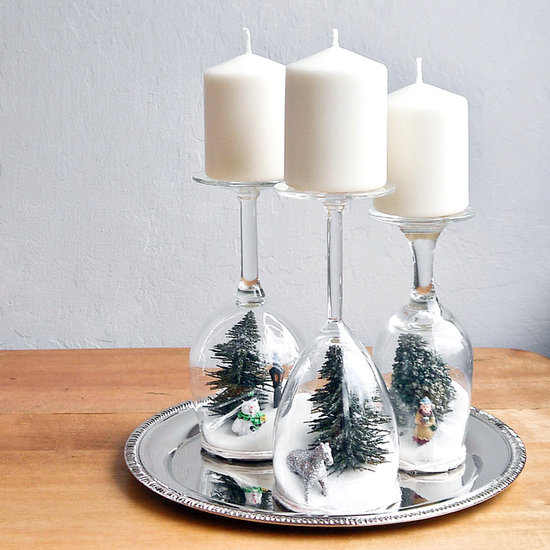 Christmas Candle Holder Snow Globes.