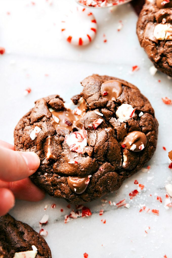 Peppermint Bark Brownie Cookies from Chelsea’s Messy Apron