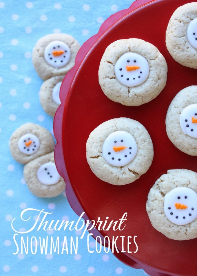 Thumbprint Snowman Cookies from In Katrina’s Kitchen