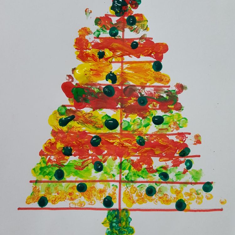 Fingerprint Christmas Tree Art.