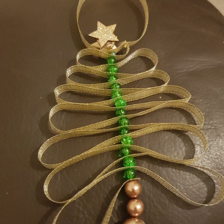 Ribbon Bead Christmas Tree Ornament.