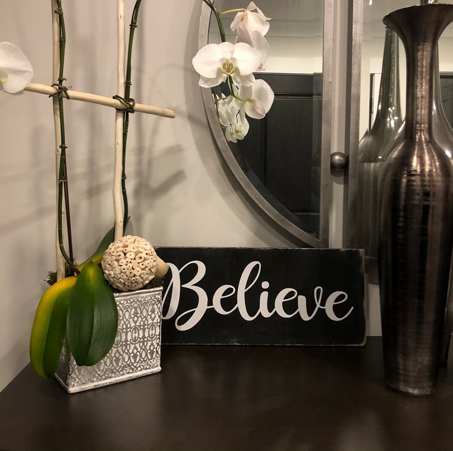 Believe Black Rustic Sign.