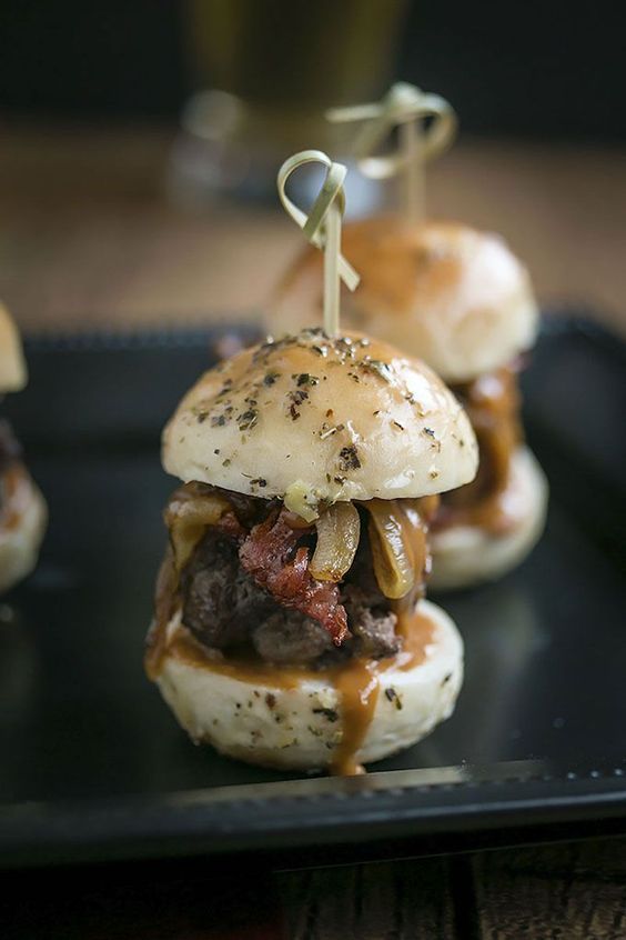 Brisket Sliders and Whiskey Sauce.