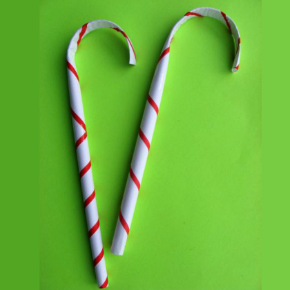 Candy canes are made from paper.