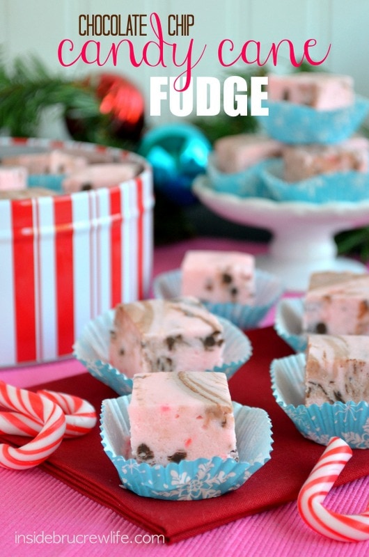 Chocolate Chip Candy Cane Fudge