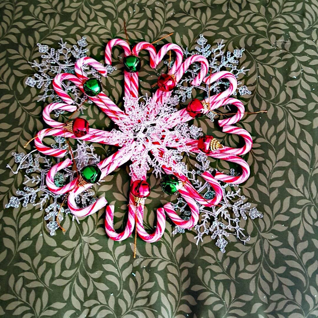 Christmas wreath made from candy canes.