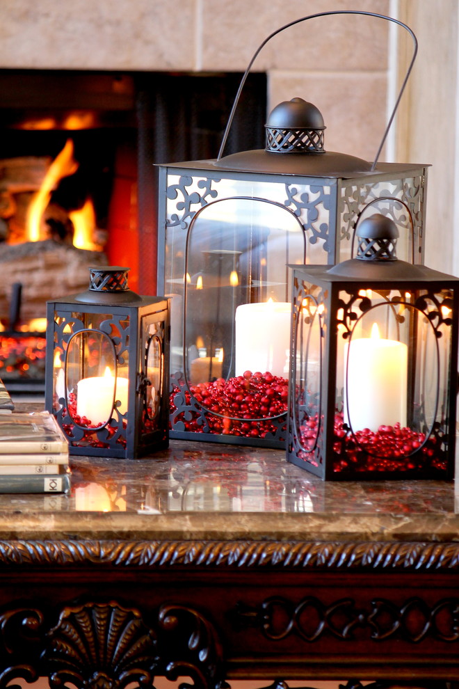 Cranberries is a perfect addition in lanterns decor.