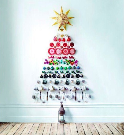 Cups and Saucers Christmas Wall Tree.