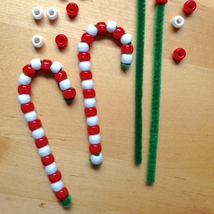 Pony beads on pipe cleaners