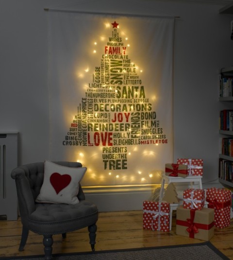 Typographic Christmas Wall Tree.