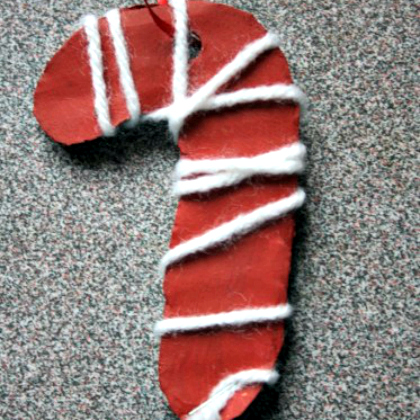 Yarn wrapped candy canes.