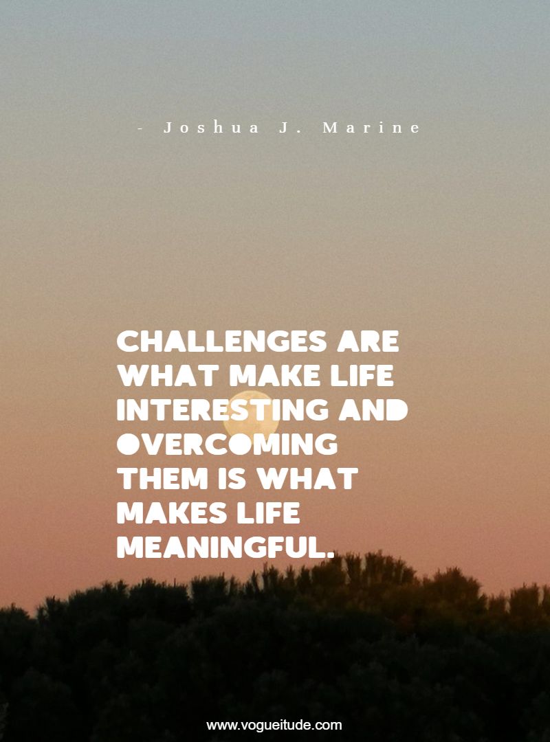 Challenges are what make life interesting and overcoming them is what makes life meaningful.