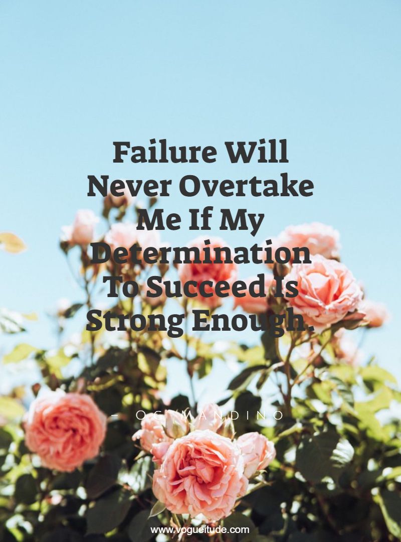 Failure Will Never Overtake Me If My Determination To Succeed Is Strong Enough.