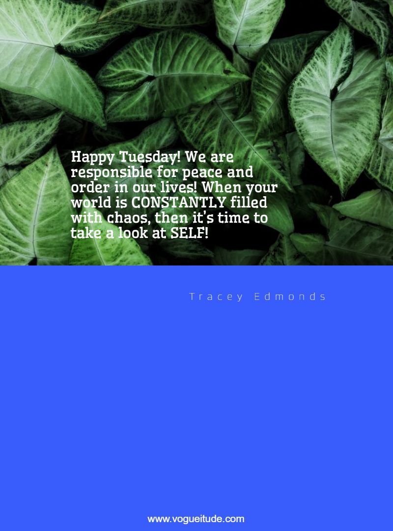 Happy Tuesday! We are responsible for peace and order in our lives! When your world is CONSTANTLY filled with chaos, then it’s time to take a look at SELF!