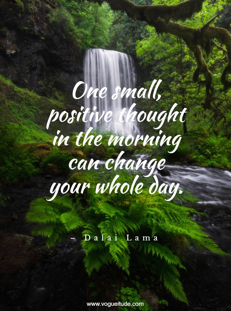 One small, positive thought in the morning can change your whole day.