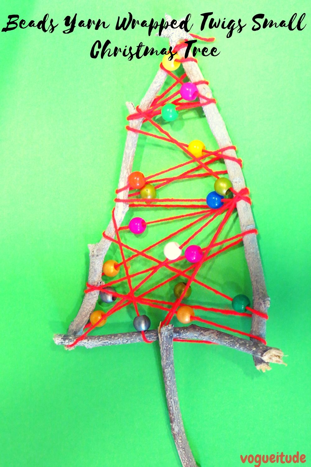 Beads Yarn Wrapped Twigs Small Christmas Tree – Easy Christmas Tree Craft for Kids