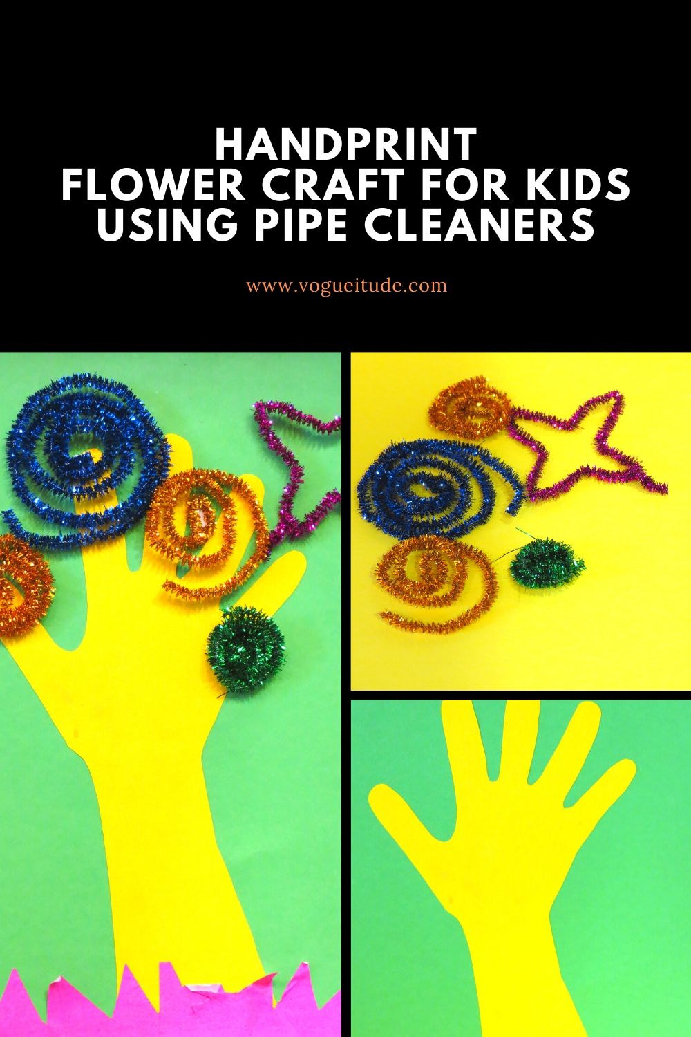 Handprint Flower Craft for Kids using Pipe cleaners