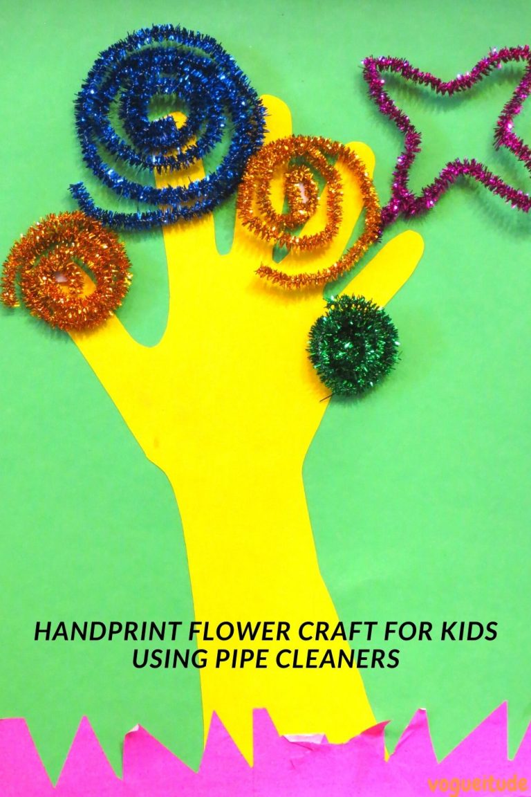 Handprint Flower Craft for Kids using Pipe cleaners