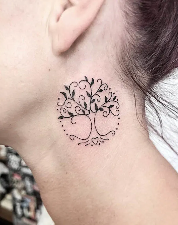 A simplified behind-the-ear tattoo