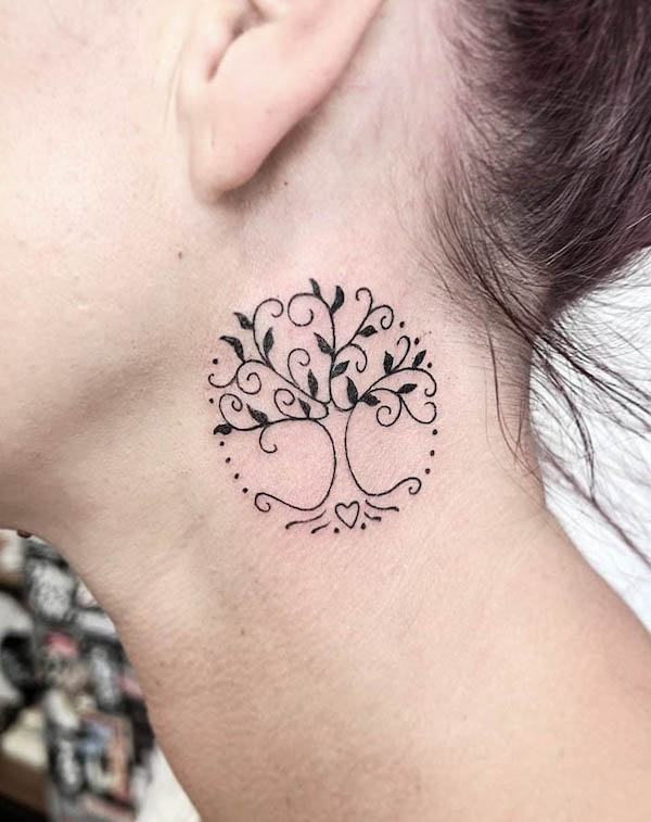 Tree of life behind-the-ear tattoo